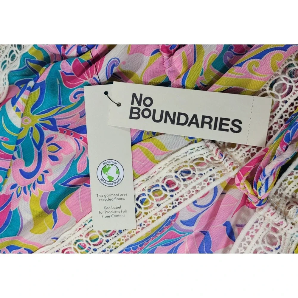 No‎ Boundaries Girl's Juniors Paisley Floral Print Swimsuit Coverup - 00 XXS
